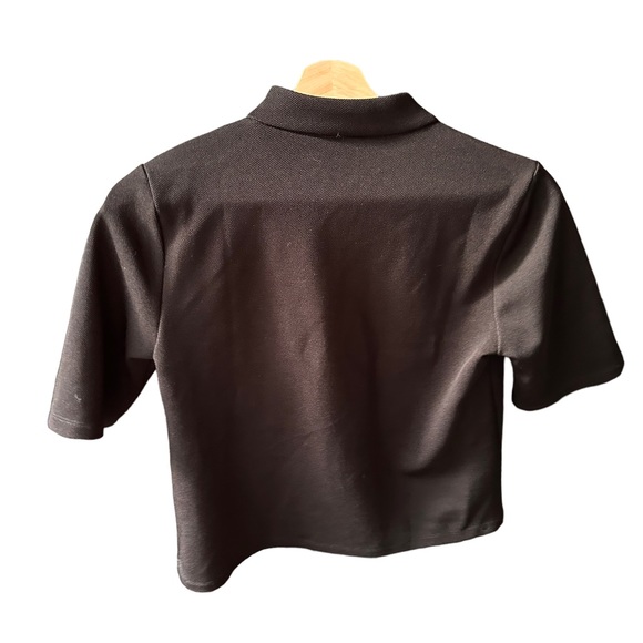 forever 21 black textured dotted zip up mock neck body con top shirt size small - Picture 2 of 2